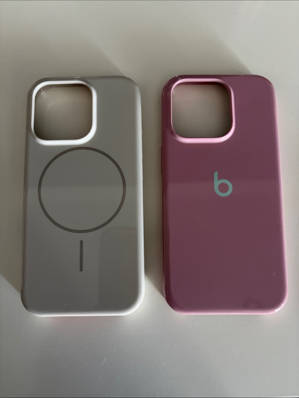 Pink iPhone Case & Beige MagSafe-Compatible Case, Protective Duo